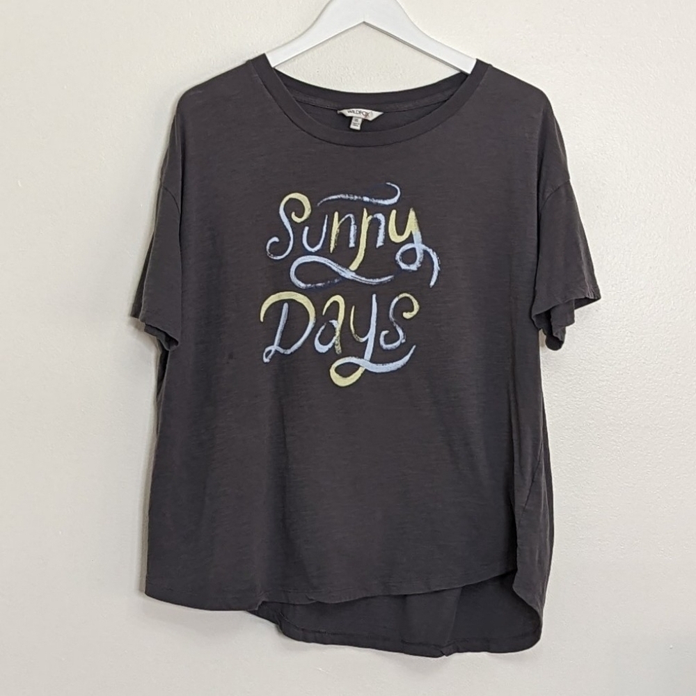 Wildfox Sunny Days Gray Short Sleeve T-shirt Extra Large XL Crew Neck